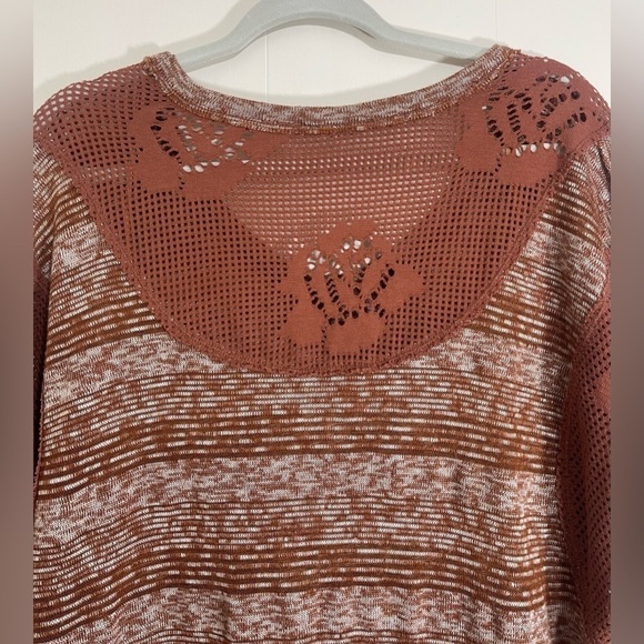We The Free Burnt Orange Crochet Knit Long Sleeve Pullover Women’s Top Bohemian - Picture 4 of 13